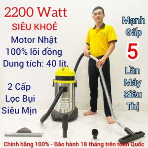 Máy Hút Bụi Công Nghiệp GĐ-Văn Phòng-Xưởng, 40 Lít, Công Suất 2200W [2 Lõi Lọc] Diện tích sử dụng từ [100m2-900m2] - Hút Nước và Bụi