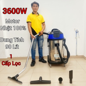 Máy Hút Bụi Công Nghiệp Nhà Xưởng-Kho, 90 Lít, Công Suất 3600W [1 Lõi Lọc] Diện tích sử dụng từ [3000m2-5000m2] - Hút Nước và Bụi