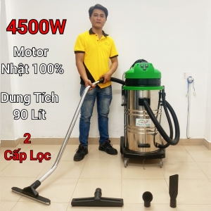 Máy Hút Bụi Công Nghiệp Nhà Xưởng-Kho, 90 Lít, Công Suất 4500W [2 Lõi Lọc] Diện tích sử dụng từ [3000m2-9000m2] - Hút Nước và Bụi
