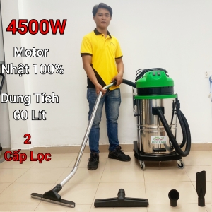 Máy Hút Bụi Nước Công Nghiệp và Nhà Xưởng 60 Lít (4500W) Model: DV3-60JP - [2 Lõi Lọc] Diện tích sử dụng từ [3000m2-9000m2] - Hút Nước và Bụi